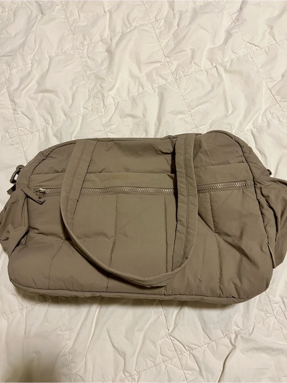 Everyday Quilted Hobo Bag in Taupe